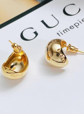 柏莎丽雅 欧美金属月牙半圈耳钉  s925银针时尚简约冷淡风cel耳环