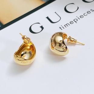 简约冷淡风cel耳环 s925银针时尚 柏莎丽雅 欧美金属月牙半圈耳钉