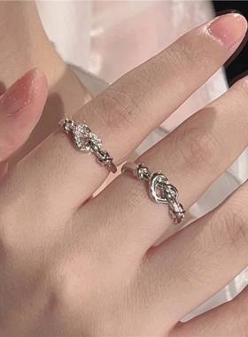 爱心戒指环情侣对戒双生结日常轻奢气质男女款手饰七夕情人节礼物