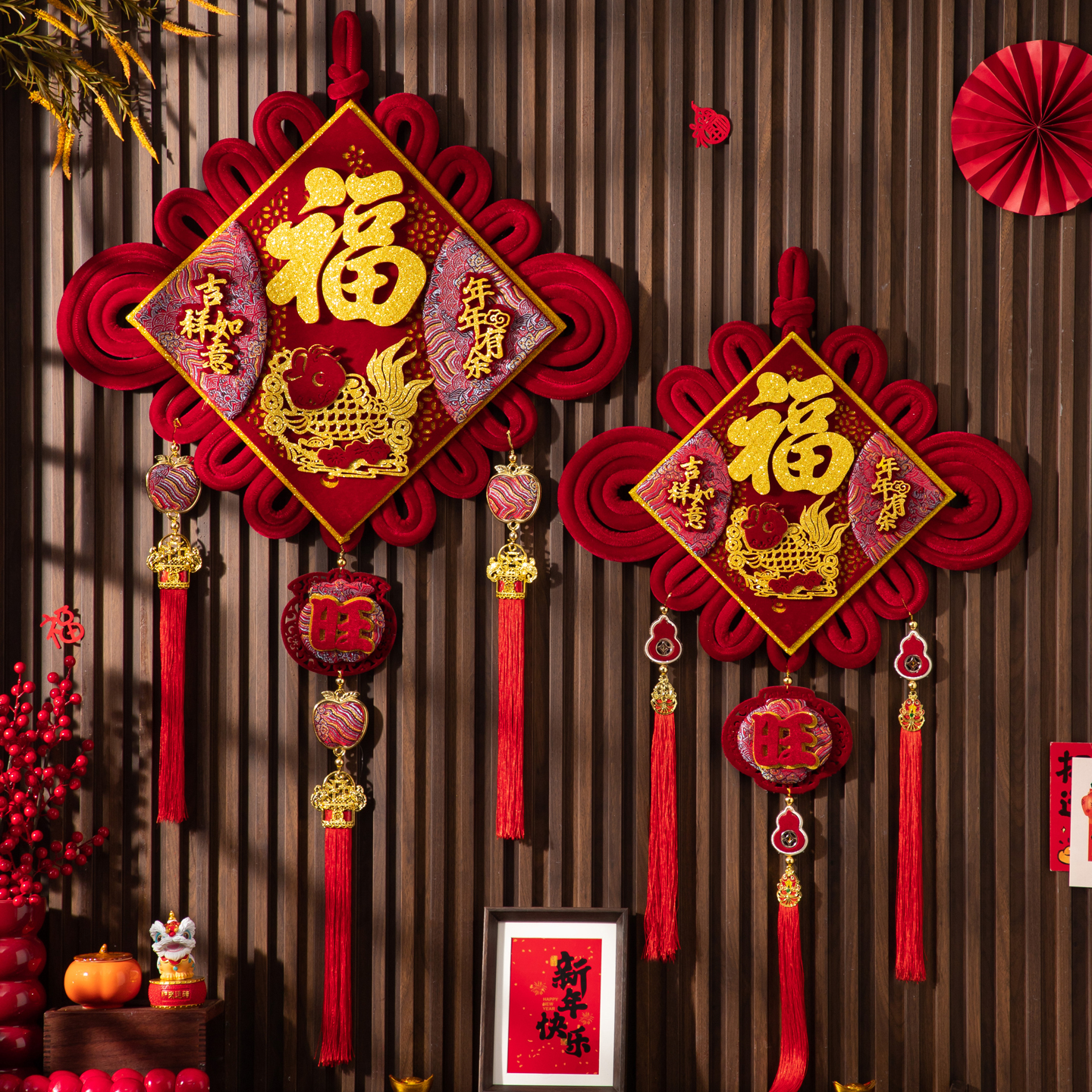 中国结福字挂件客厅大号入户门高档挂饰2026新年过年玄关红色装饰