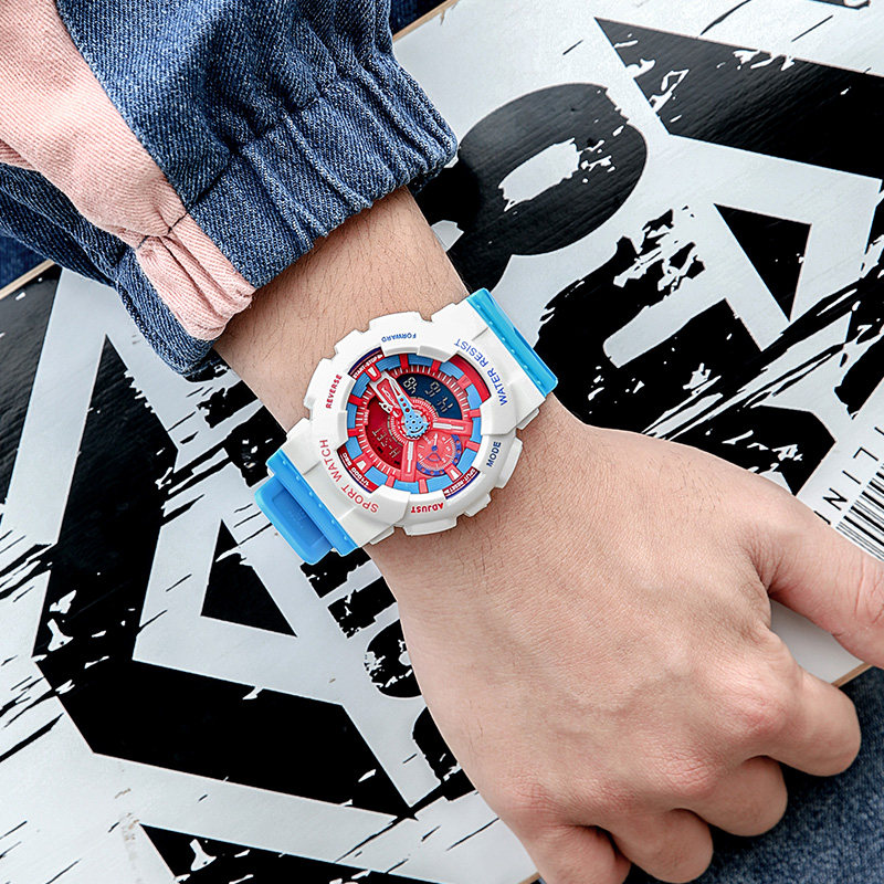 zky独角兽ins超火电子手表男中学生多功能运动机械男士潮流防水表