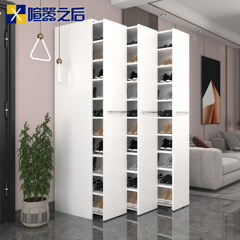 现代简约进门抽拉式鞋柜隐形楼梯收纳柜家用防尘储物柜定制8N-039
