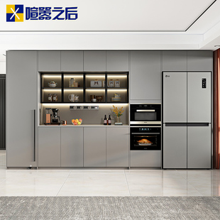 意式 轻奢餐边柜冰箱柜一体靠墙高柜厨房微波炉柜置物柜酒柜8G169