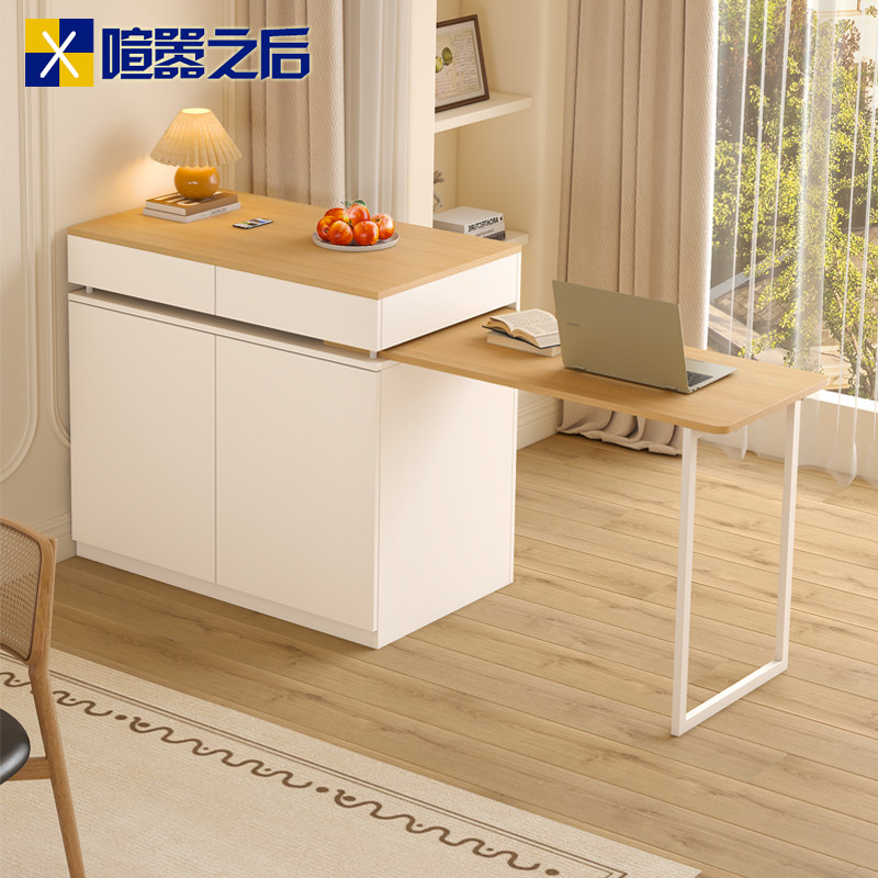 新型岛台餐桌一体家用可伸缩小户型实木餐桌导台厨房吧台柜9E100