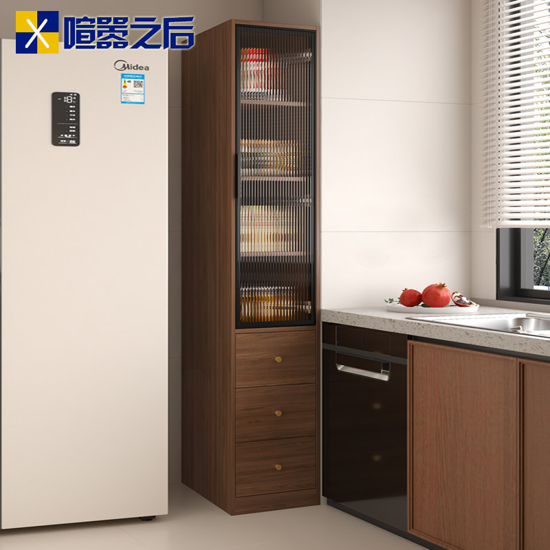 中古风实木餐边柜窄边夹缝收纳柜高立柜落地书柜抽屉柜定制9G415,住宅家具,餐边柜,淘宝优惠券,粉丝福利购,淘宝优惠卷