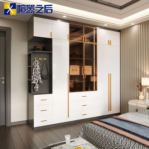 轻奢衣柜家用卧室定制整体衣帽间带灯衣橱组合收纳储物柜子8A-809 - 封面