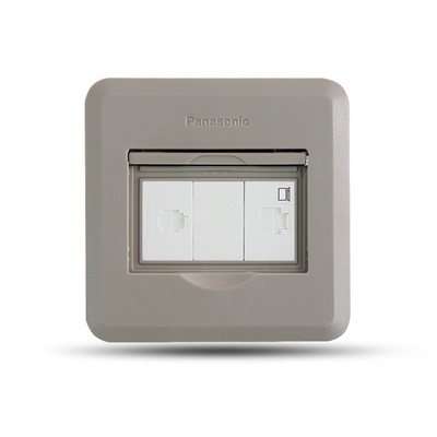 松下(Panasonic)DUFC3403电话电脑塑壳树脂平推防水地插(浅咖色)