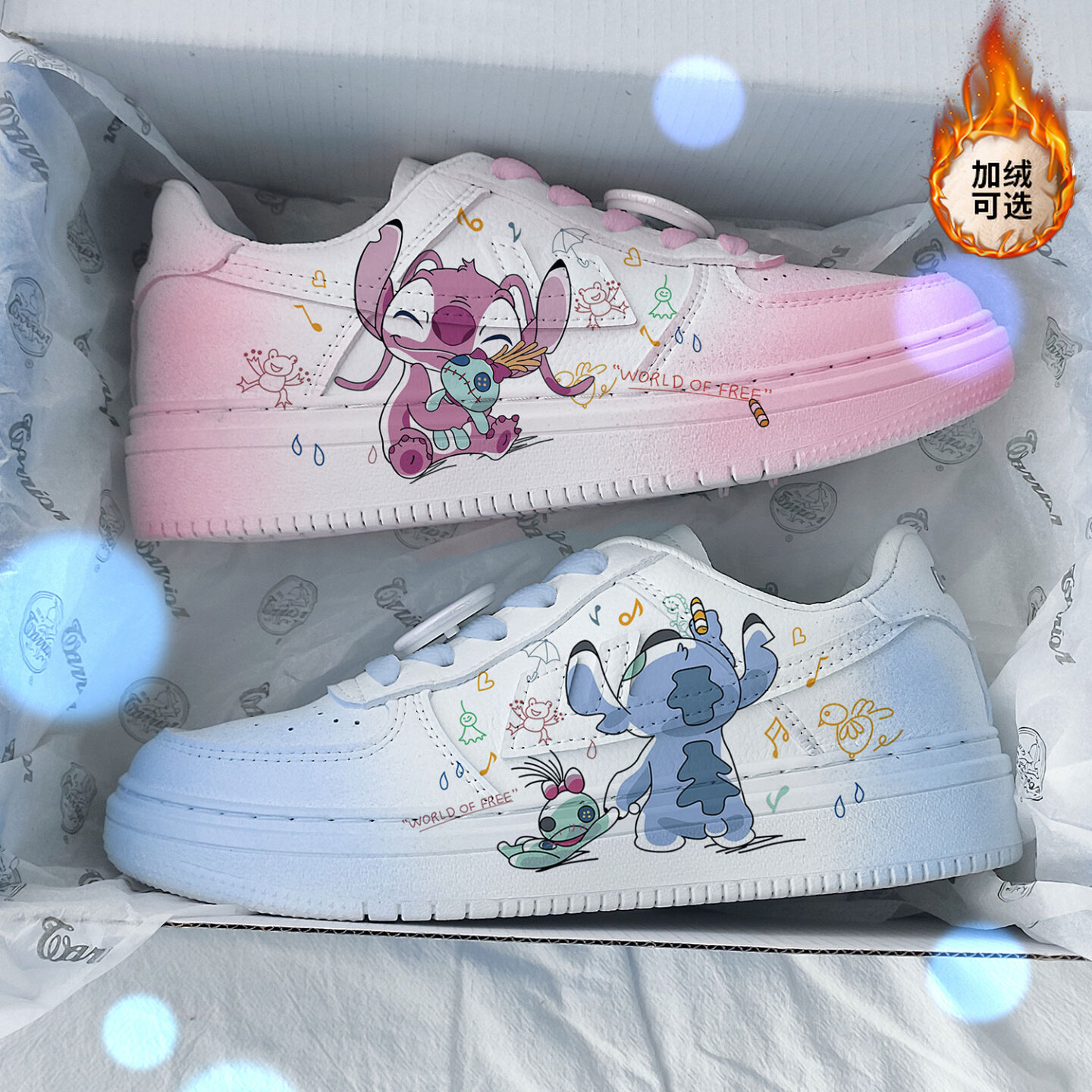 回力板鞋史迪仔女情侣鸳鸯鞋2025夏季新款运动鞋男动画手绘休闲鞋
