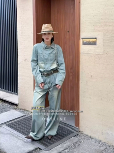 配腰带 风牛仔一体连体裤 欧洲站3月24日㊣2026春翻领斜襟时尚 工装