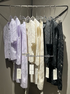 欧洲站实体店㊣2026夏织金提花轻奢波浪纹蕾丝短袖开衫半裙套裙
