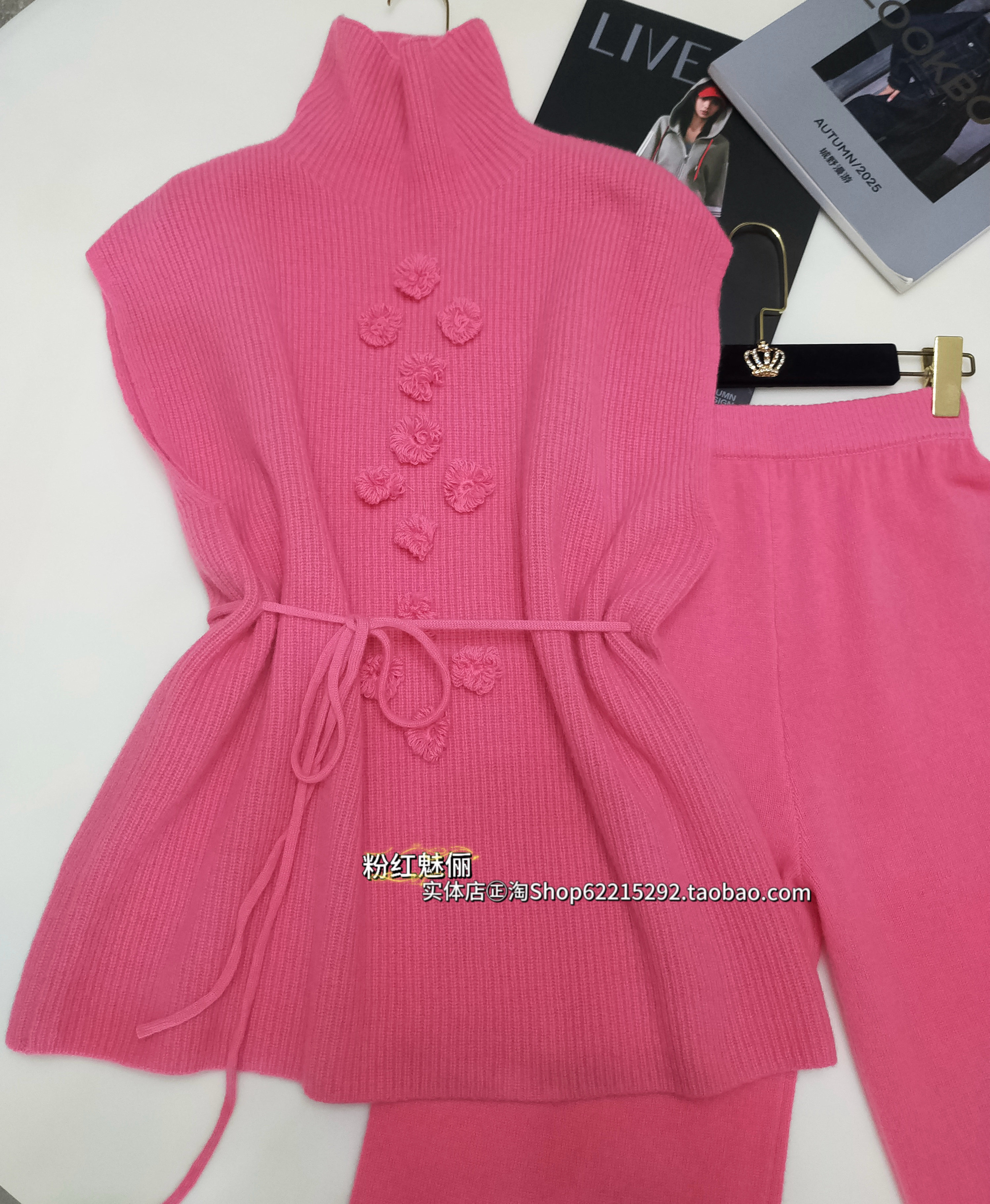 欧洲站实体店㊣2025冬莓香玛奇朵100%绵羊毛高领毛衣马甲毛衣套衫