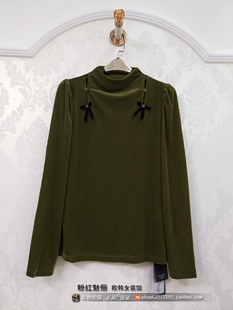 丝绒小衫 清仓特价 长袖 套头修身 实体店㊣立领蝴蝶结经典