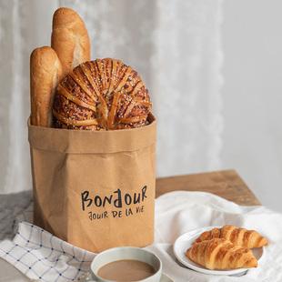 牛皮纸收纳袋可水洗ins风花盆冰箱厨房水果食品包装环保纸袋面包