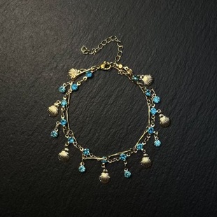 Vintage古着复古手链 Scallop 鎏金扇贝遗链女生复古双层贝壳手链