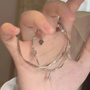 叠戴绝绝子 扭曲手镯简约潮 冷淡风鱼尾手链小众气质高级感新中式