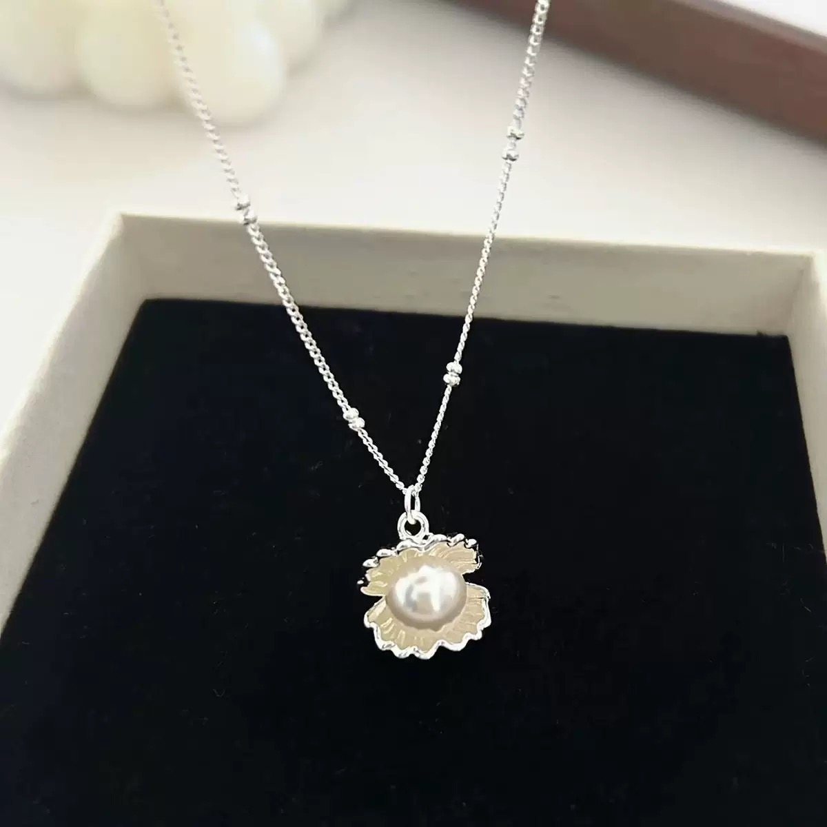 银色贝壳珍珠项链女轻奢华ins小众高级感百搭颈链送女友生日礼物,饰品/流行首饰/时尚饰品新,项链,淘宝优惠券,粉丝福利购,淘宝优惠卷