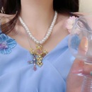 辣妹彩钻夸张y2k十字架项链纯欲珍珠链条小众百搭甜酷欧美锁骨链