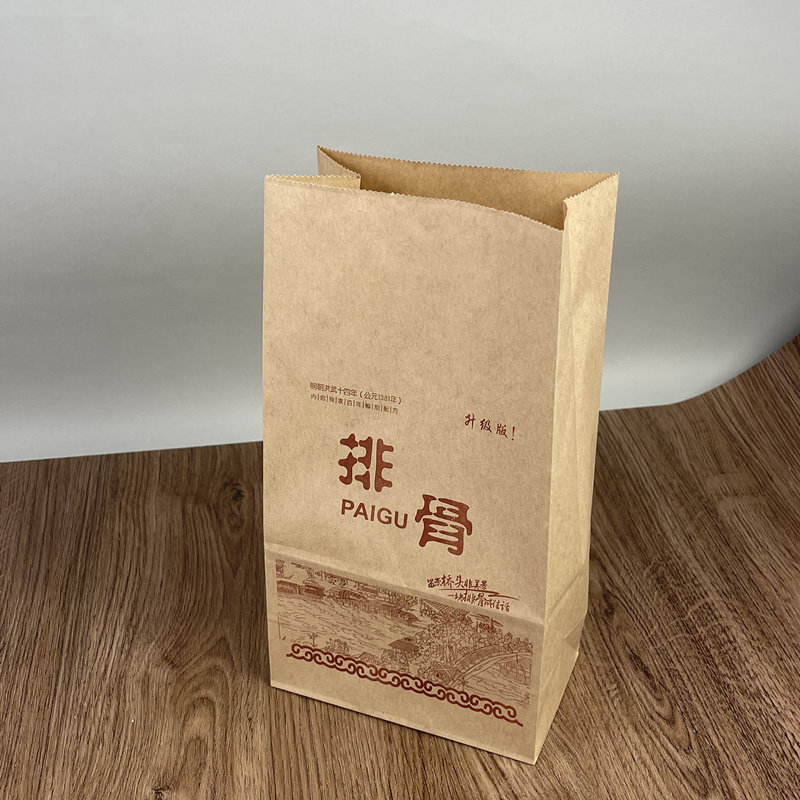 桥头排骨打包袋牛皮纸外卖厂家图片