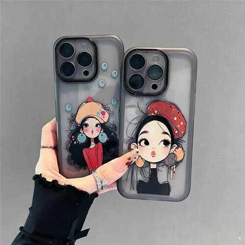 卡通冷帽大眼女孩适用苹