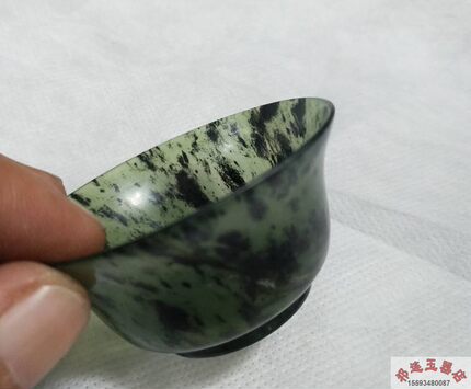 正品酒泉夜光杯敦煌特产 天然墨玉精品茶碗 茶杯酒杯茶盏