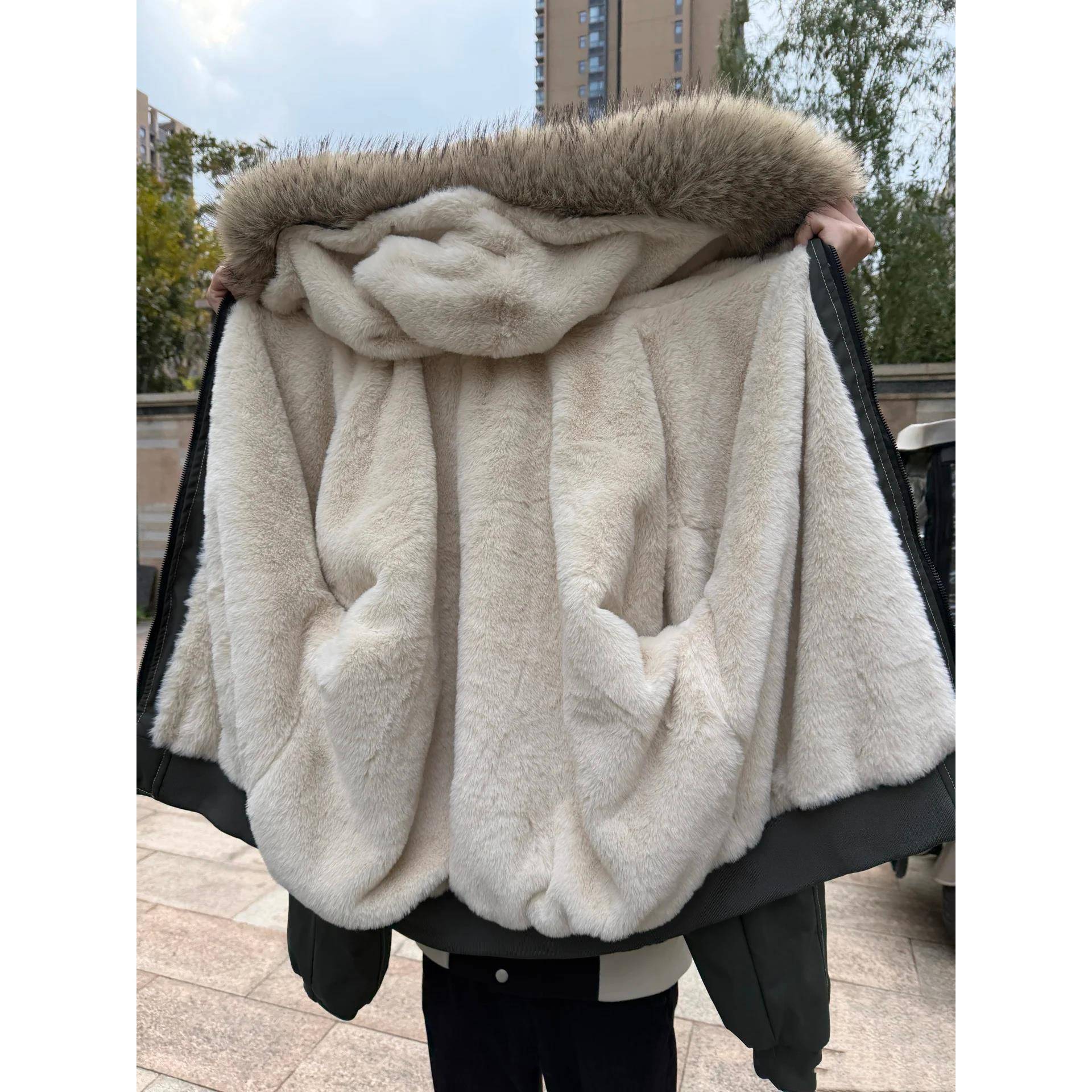 宽松棉服冬季新款加绒加厚棉衣美式覆古座山雕女小个子派克服外套