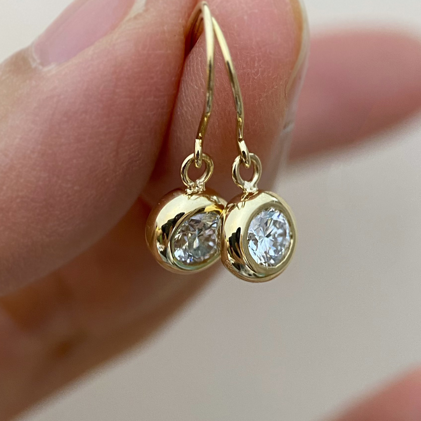 HETAO荷桃经典款30分培育钻石泡泡耳钉18k金彩金耳饰DE色vs-vvs