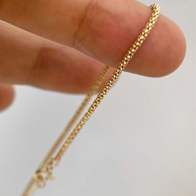 荷桃手链彩金女灯笼链18k金