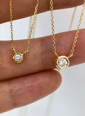 HETAO荷桃5分15分培育钻石泡泡款项链18k金彩金