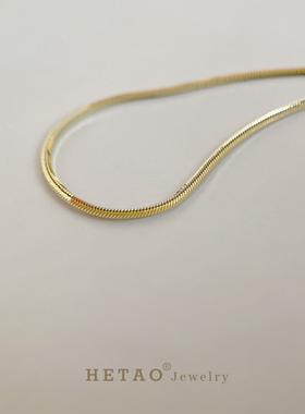 HETAO荷桃闪闪立体粗蛇骨手链全18K金素金彩金手链白百何同款项链