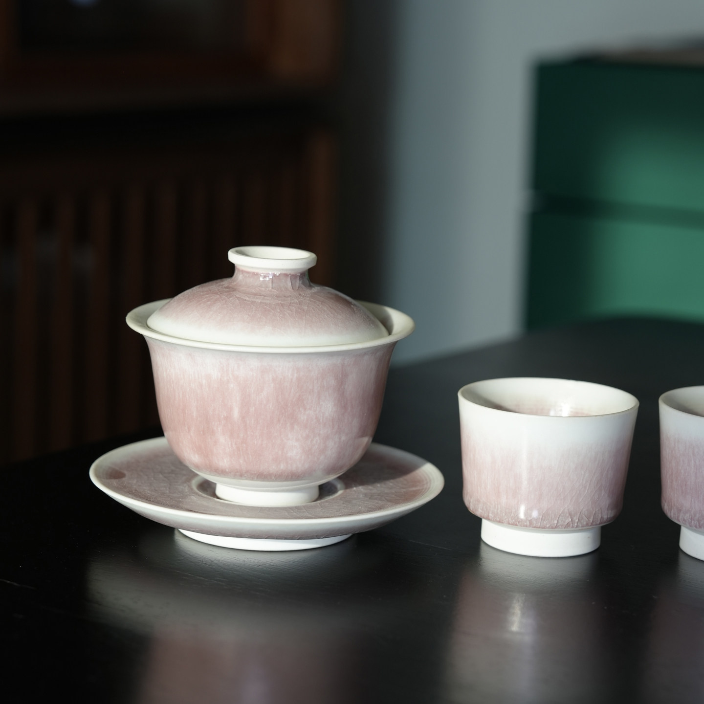 初恋｜景德镇陶瓷粉色盖碗茶具纯手工冰裂开片可养新中式送人茶具,餐饮具,盖碗,淘宝优惠券,粉丝福利购,淘宝优惠卷