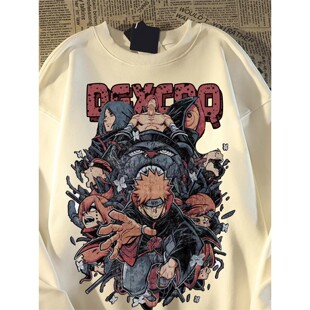 日系复古火影忍者带土琳卫衣女男春秋宽松慵懒风oversize高街外套