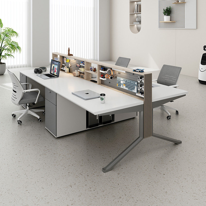 办公桌员工职员工位简约现代双四人位洞洞板挂板置物屏风桌椅组合