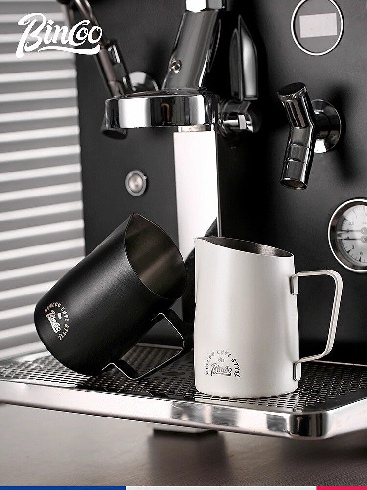 宾库拉花专业咖啡拉花杯304不锈钢大肚奶罐斜口尖口奶泡沫杯