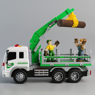 大号运输车惯性木材工程车儿童讲故事仿真玩具车文艺男孩抓木车
