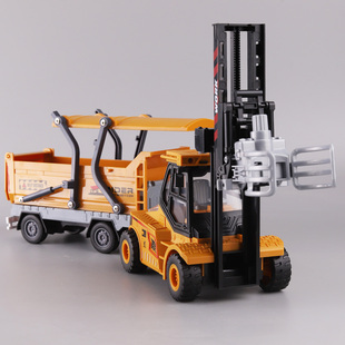 音乐运输车大号工程车拖车声光儿童旋转升降叉车模型男孩抓木拖车
