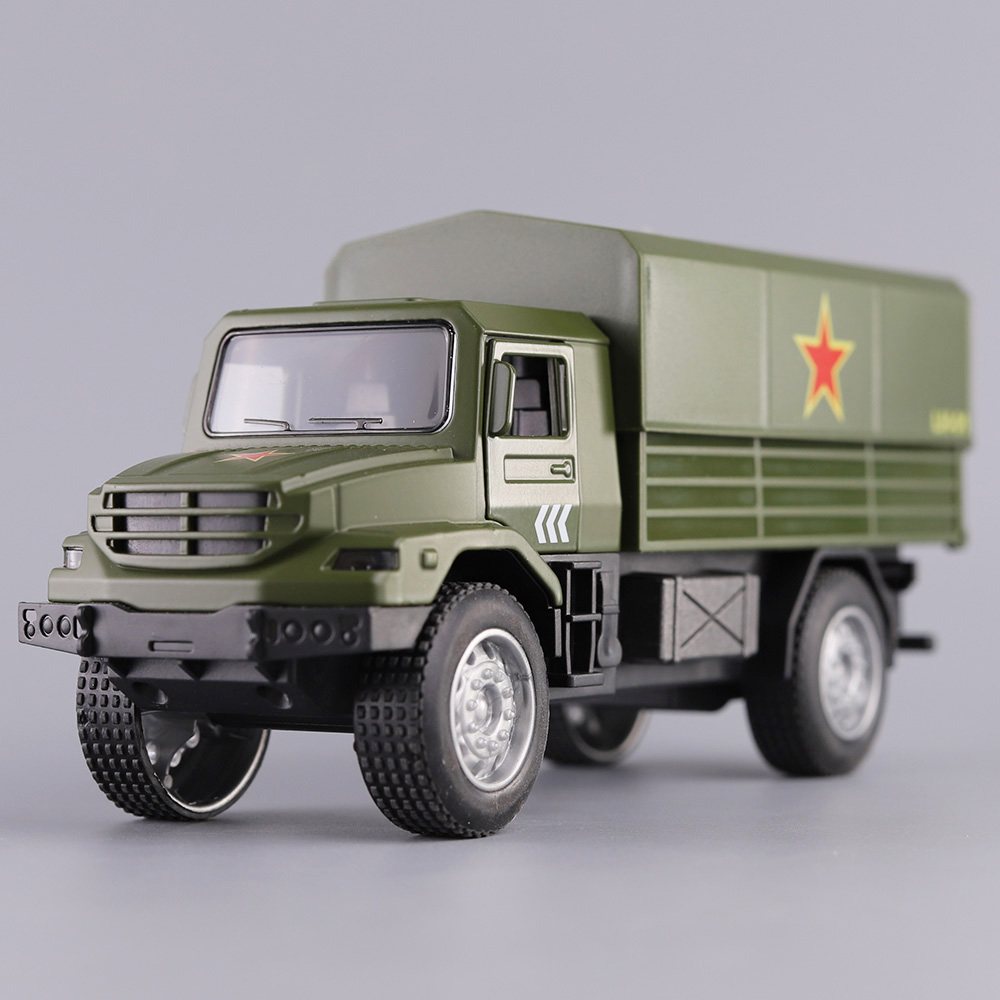 仿真军事运输车儿童回力玩具车声光三开门卡车模型男孩越野车礼物