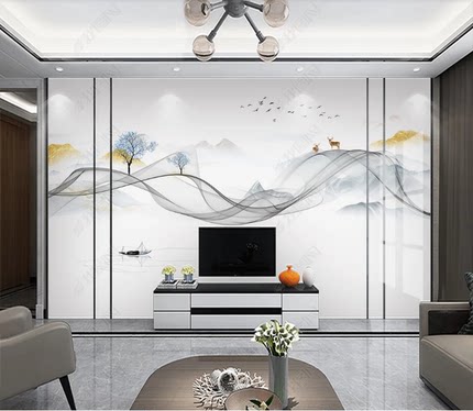 3d立体现代电视背景墙壁纸2022年新款客厅沙发简约影视机装饰画布