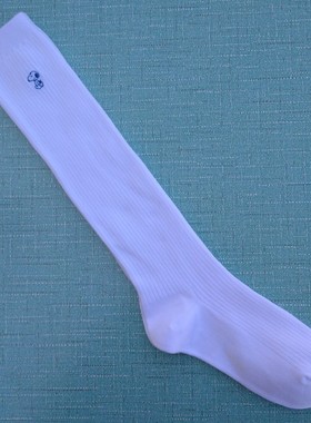销售女35-38码白色棉质刺绣无骨缝及膝长筒袜制服袜子