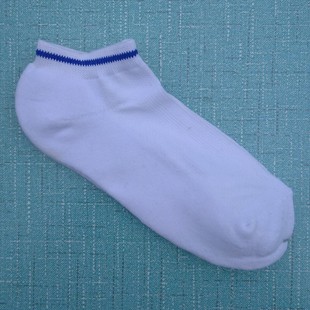 微瑕处理男39 白色蓝口棉质足底加厚短筒袜子 42码