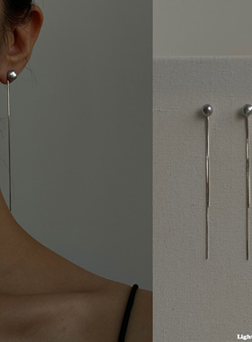 夜白巴洛克天然珍珠纯银高级感流苏耳线蚊香盘耳夹耳饰耳环