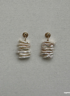 lightnight夜白限量巴洛克天然淡水珍珠耳夹耳钩耳环耳饰