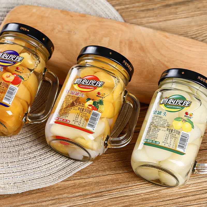 新货新日期真心伙伴水果新鲜黄桃罐头510gx3大瓶装什锦橘子梨