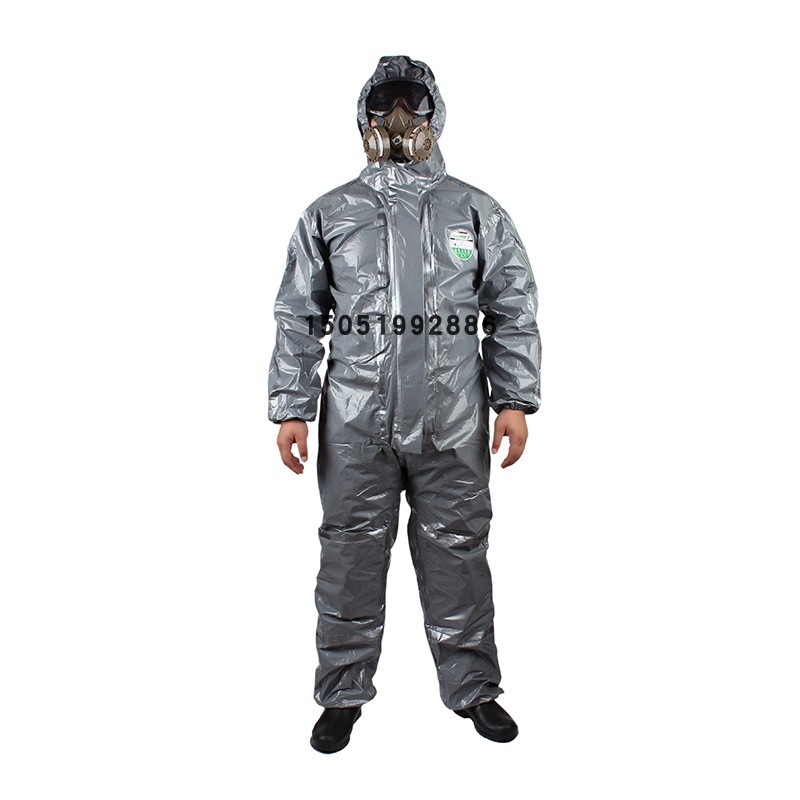 雷克兰CT3S428凯麦斯带帽连体衣灰色身体防护耐酸碱防护服防化服