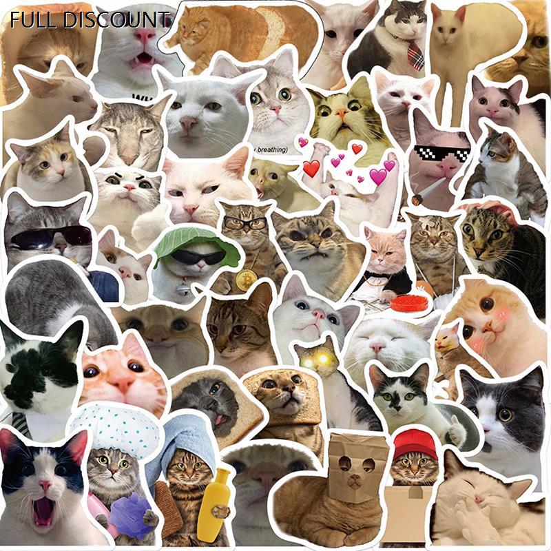 50PCS Cat MEME Funny Animals Stickers Vintage Toy 贴纸不干胶 文具电教/文化用品/商务用品 贴纸/立体贴纸 原图主图