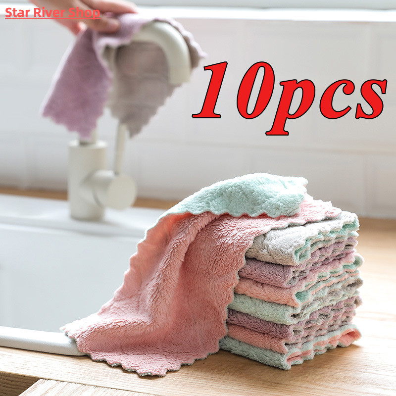 10pcs Super Absorbent Microfiber Kitchen Dish Cloth High-eff