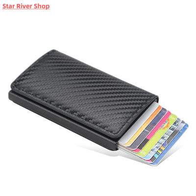 New Carbon Fiber RFID Blocking Men's Credit Card Holder Leat