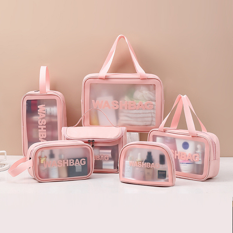 Washbag Clear Handbag PU Travel Storage Bag Cosmetic Makeup