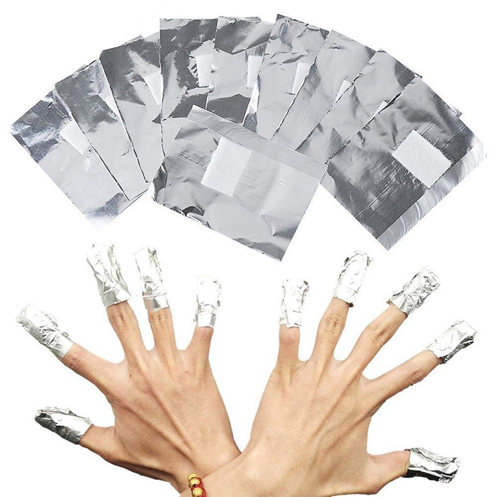 50/100pcs Aluminium Nail Foil Polish Remover with Acetone