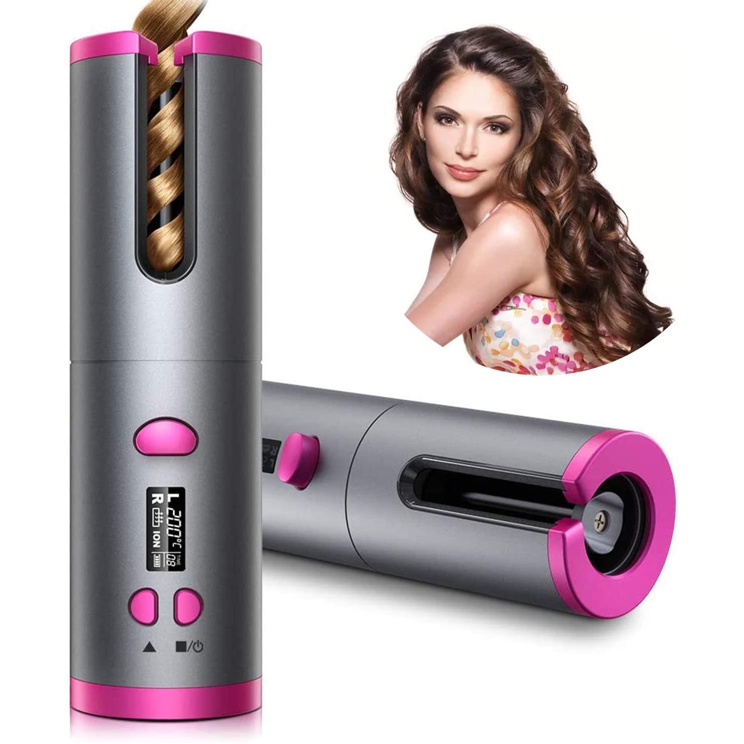Cordless Automatic Rotating Hair Curler USB Rechargeable Cur