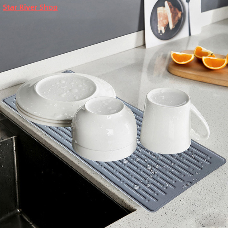 Silicone Square Dish Drying Mat Heat Resistant Draining Tabl 餐饮具 杯垫 原图主图